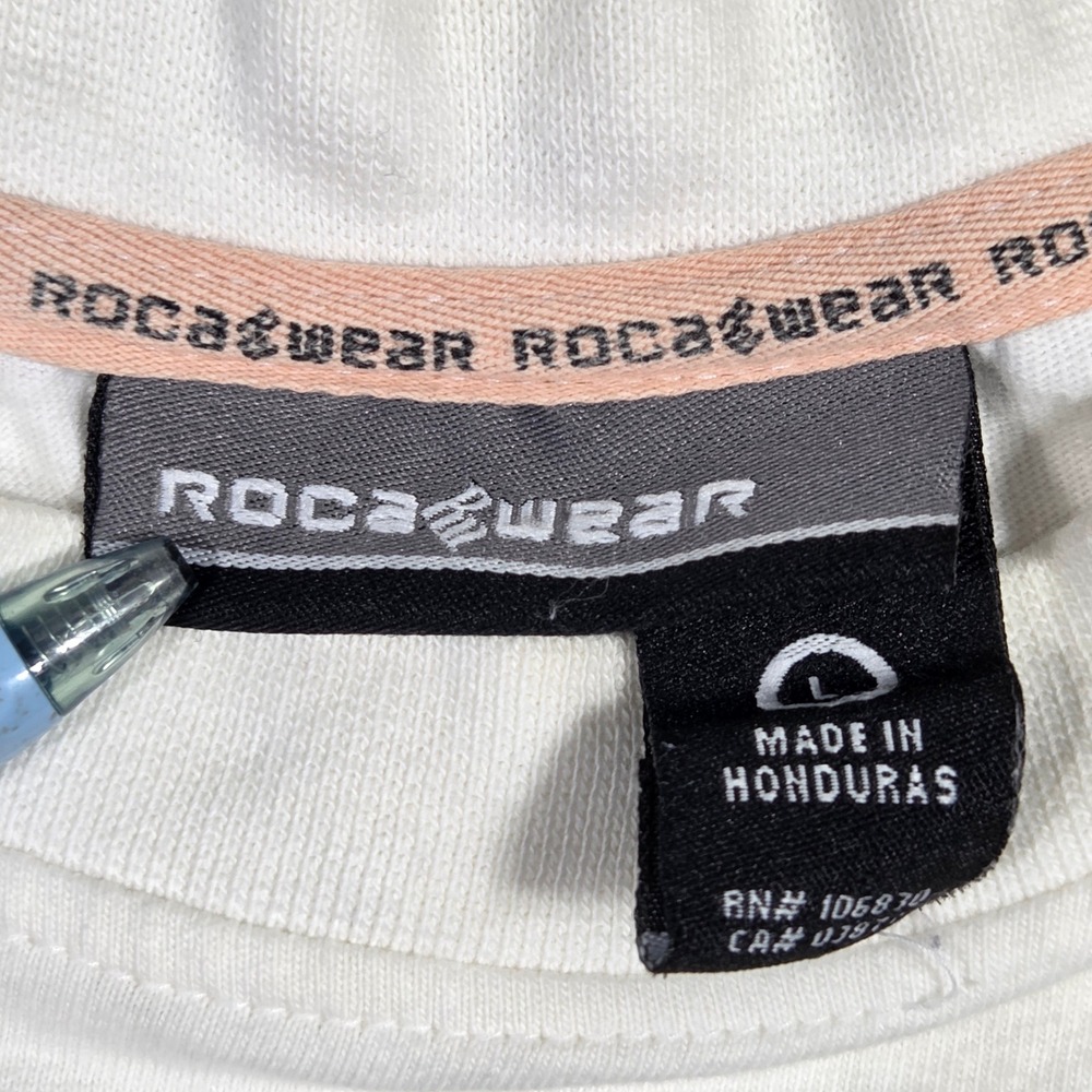 Rocawear Mens White Embroidered Logo T Shirt Size Large Cotton‎ Y2k 2000s Punk - Picture 4 of 9